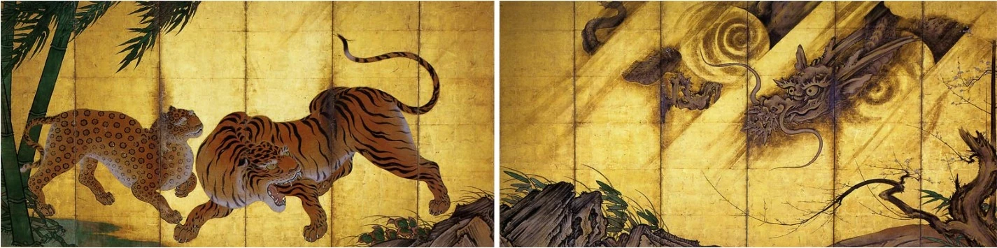 Tigers confront a dragon