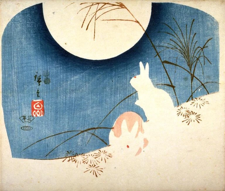 https://commons.wikimedia.org/wiki/File:Untitled,_Two_Rabbits,_Pampas_Grass,_and_Full_Moon_Hiroshige.jpg